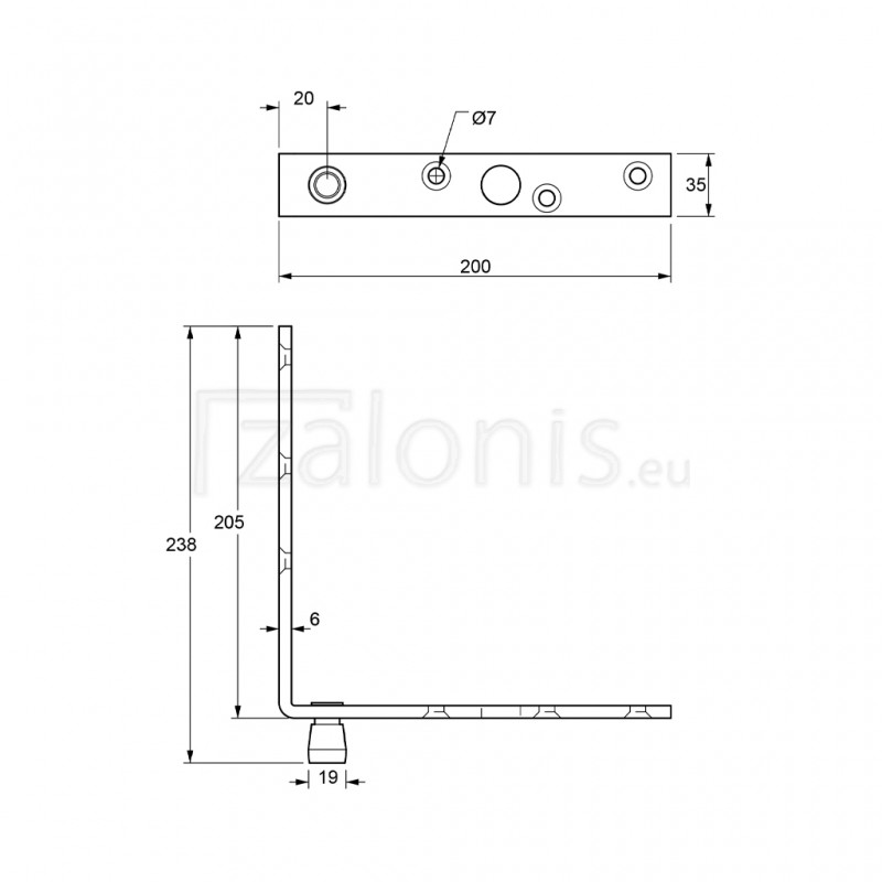 BOTTOM CORNER RAIL FLANGE H24